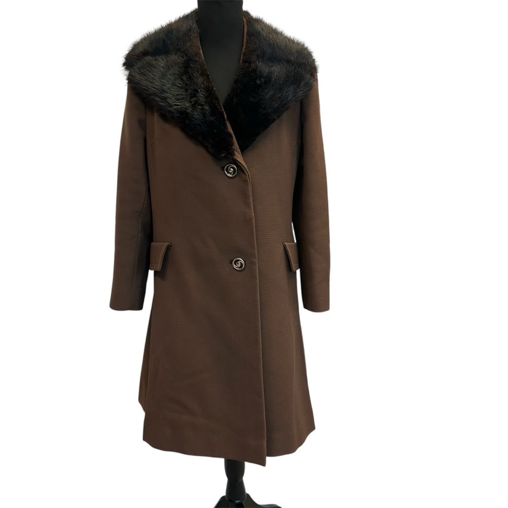 Monteselli petites by Primrose vintage 1960’s chocolate brown coat fur collar S